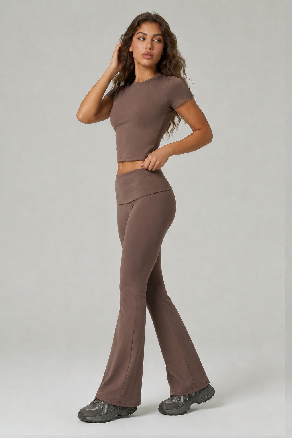 Sculpt Soft Second-Skin Short Sleeve Flared Leggings Set