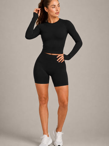 Long Sleeve Sculpt Crop Top & Shorts Set