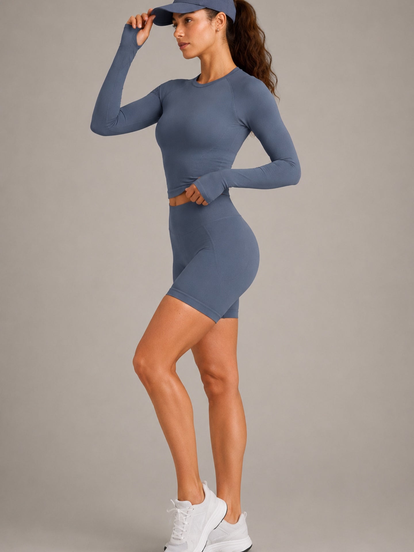 Long Sleeve Sculpt Crop Top & Shorts Set