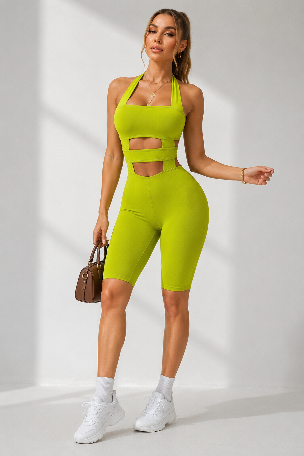 Halter Cutout Bodycon Romper