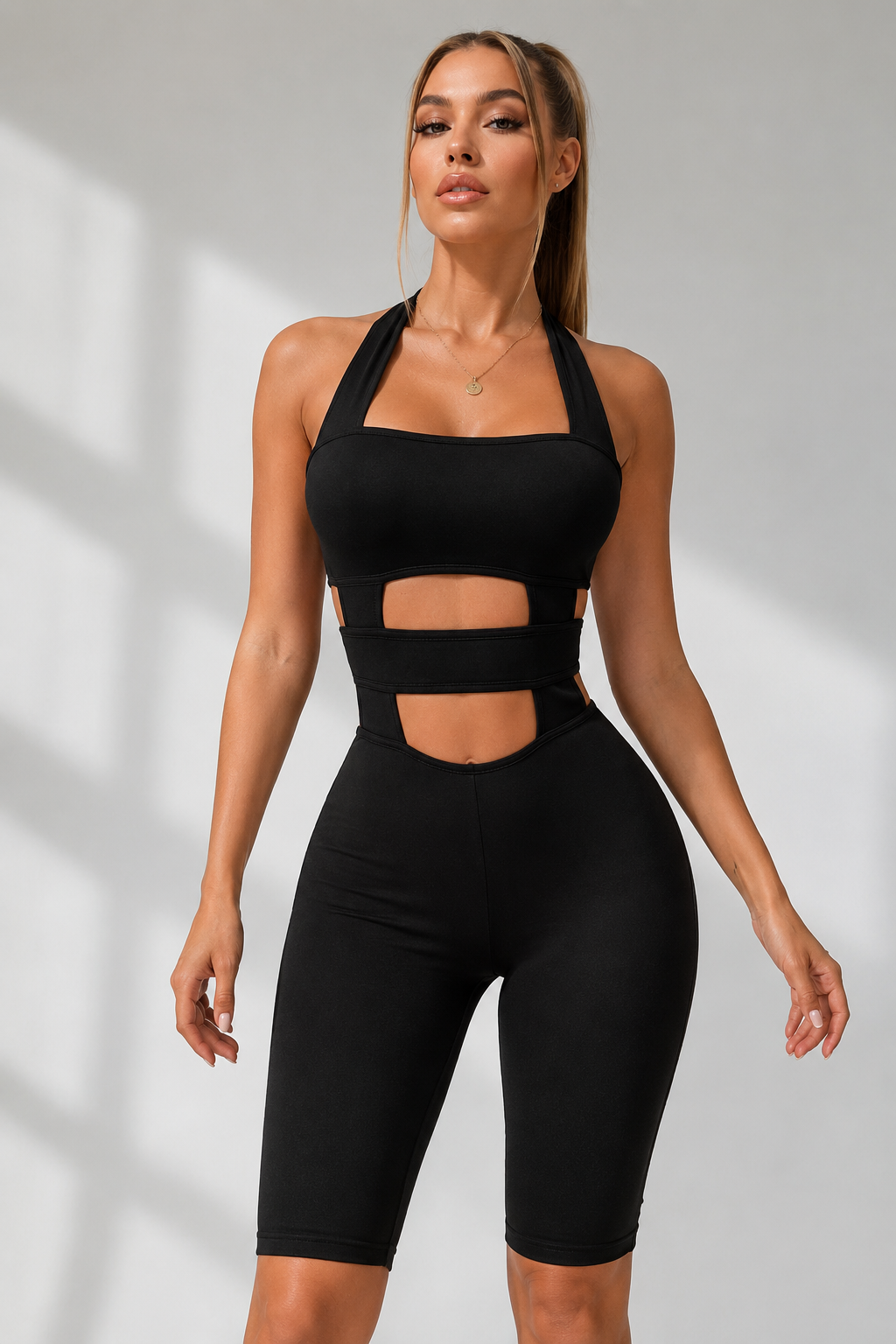 Halter Cutout Bodycon Romper