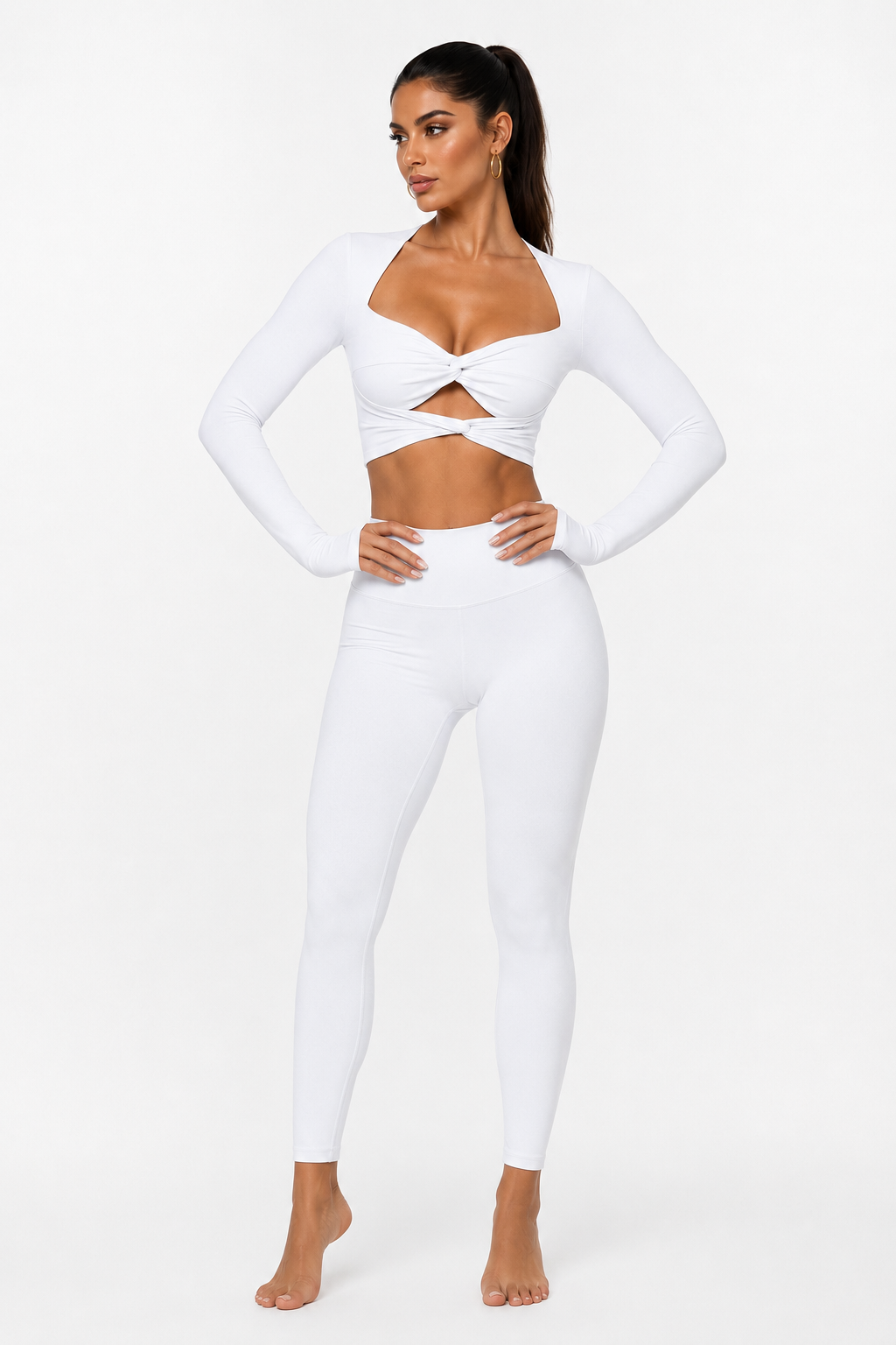 Lila Zen Twist-Front Cutout Long Sleeve Yoga Set