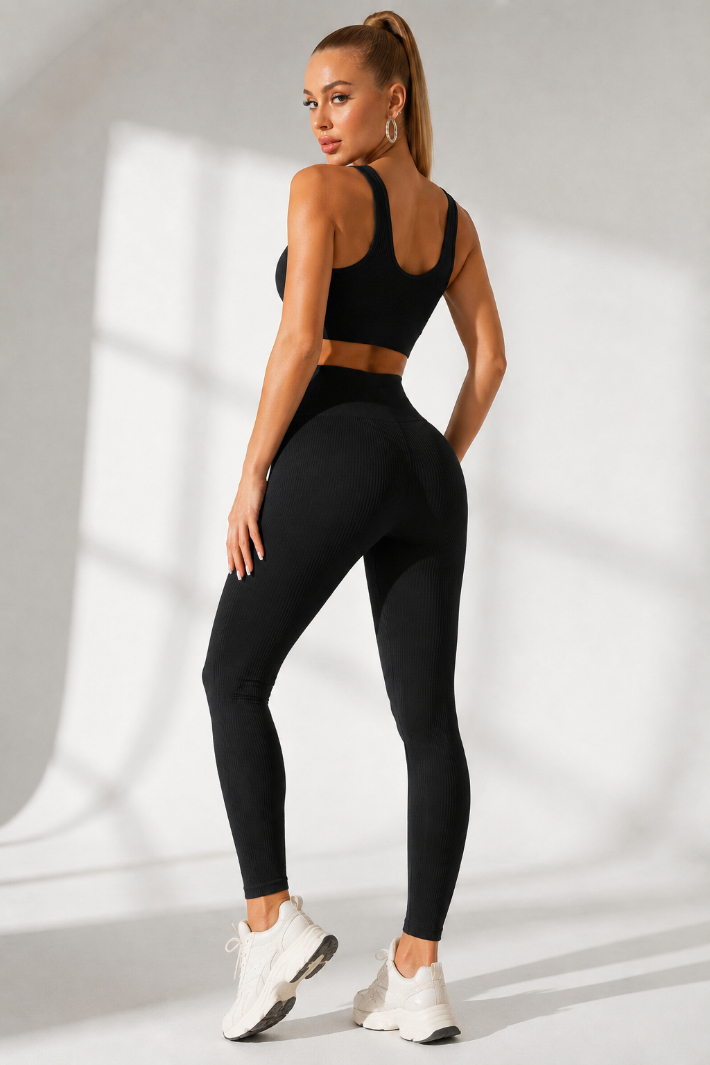 Lila Zen Seamless Ribbed Sculpt Crop Top & Scrunch Leggings Set