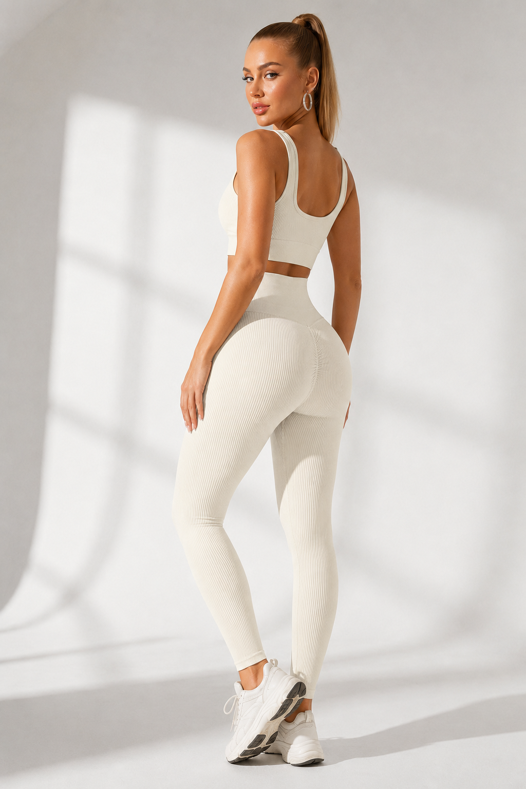 Lila Zen Seamless Ribbed Sculpt Crop Top & Scrunch Leggings Set