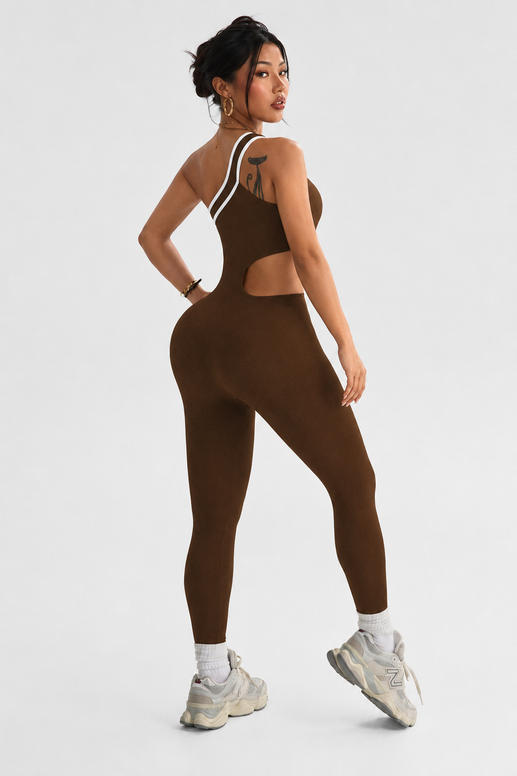 Lila Zen One-Shoulder Cutout Sculpt Yoga Jumpsuit