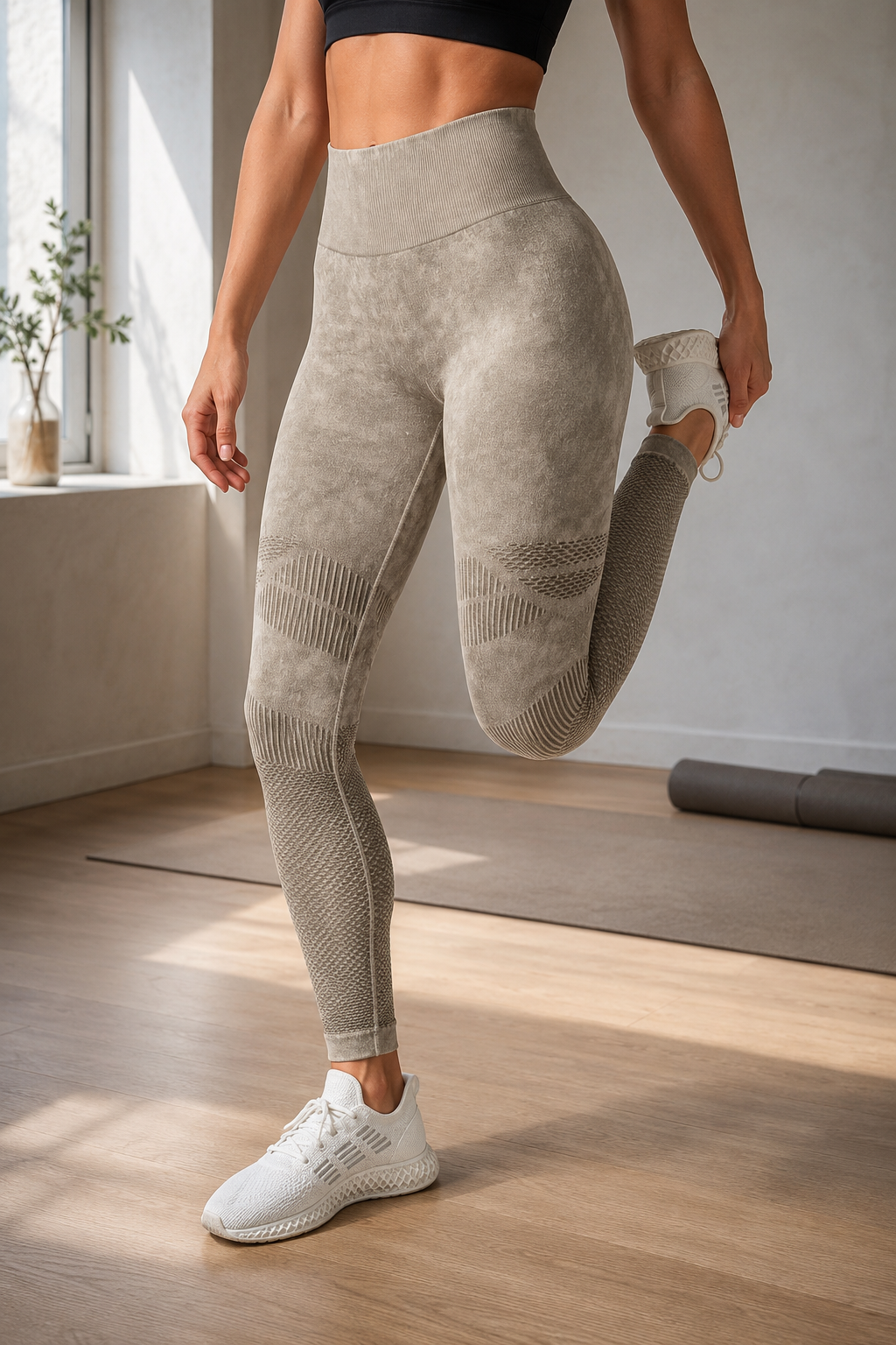 Lila Zen Seamless ribbed high-waisted shaping yoga pants