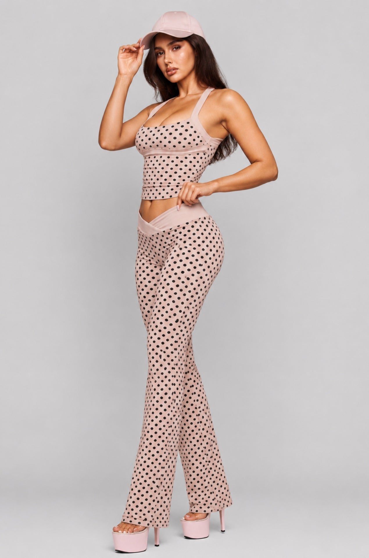 Polka Dot Tank Top & Flare Pants Set