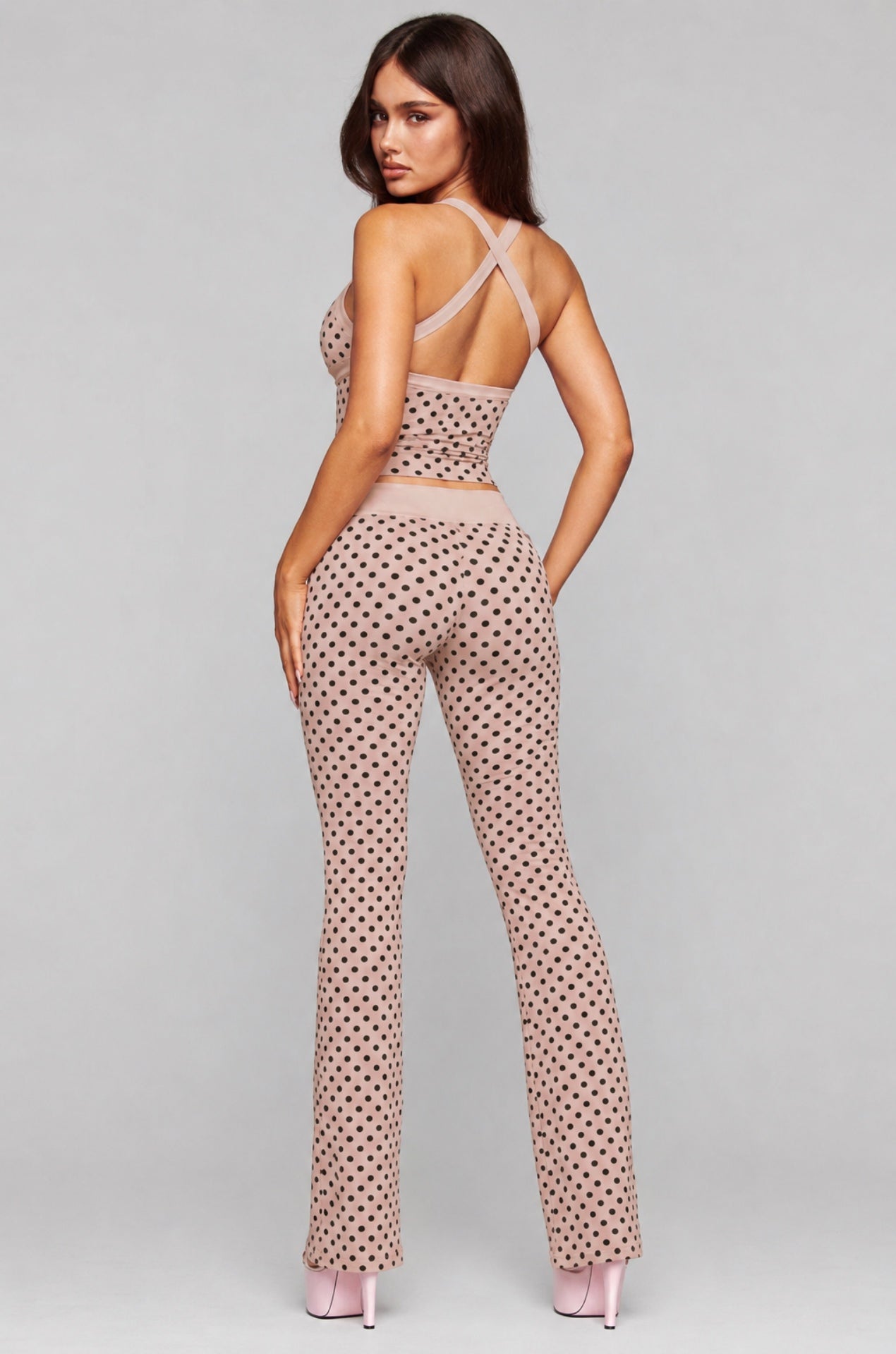 Polka Dot Tank Top & Flare Pants Set