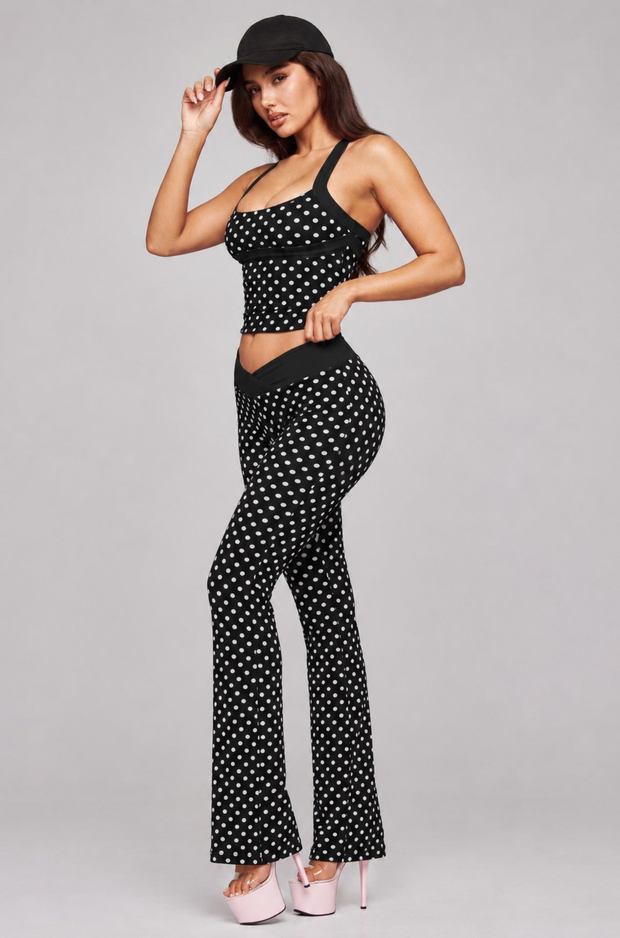 Polka Dot Tank Top & Flare Pants Set