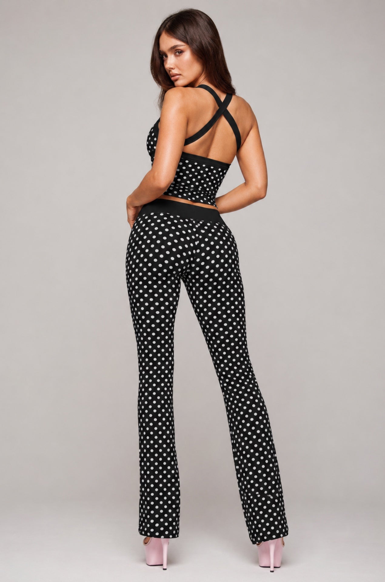 Polka Dot Tank Top & Flare Pants Set