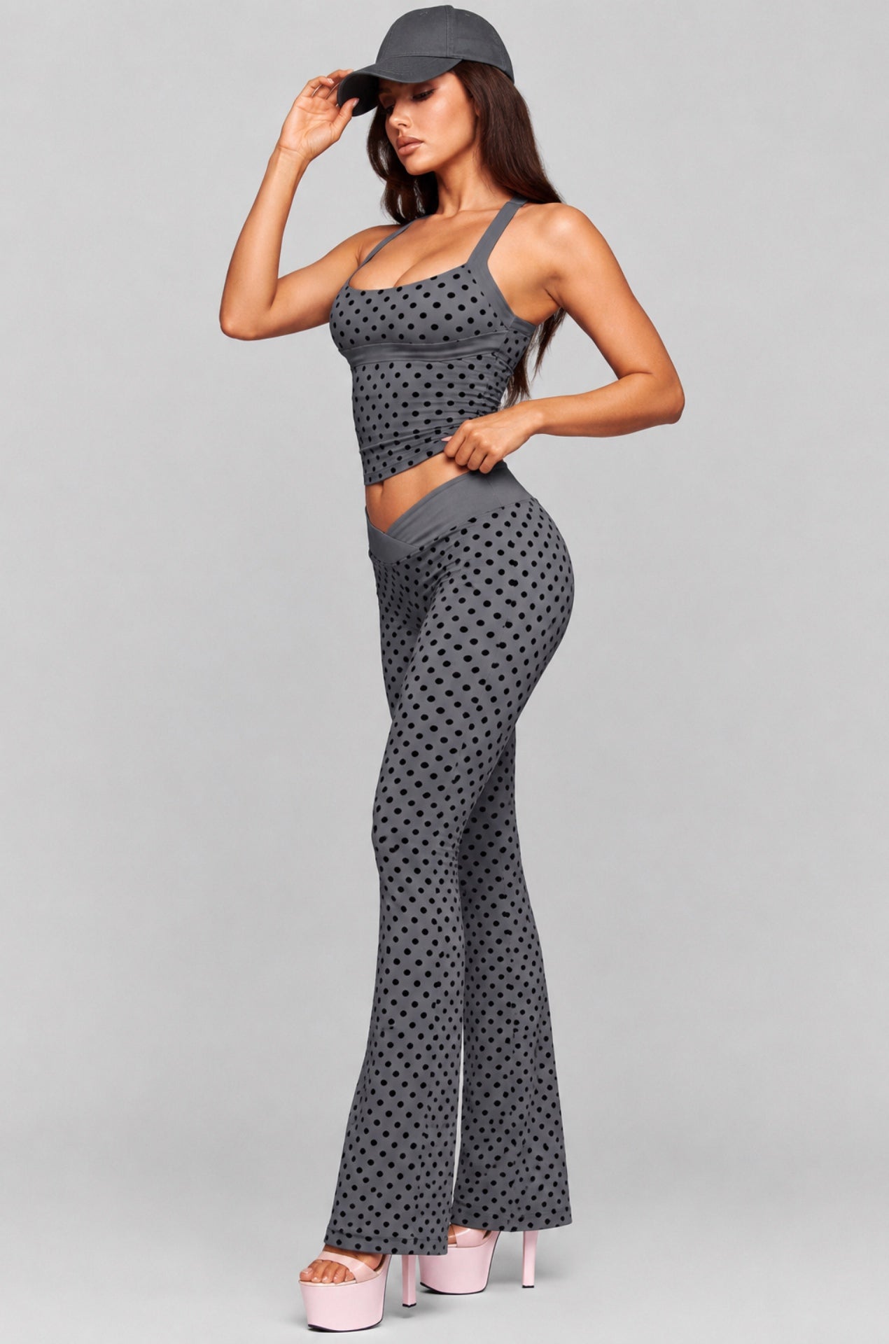 Polka Dot Tank Top & Flare Pants Set
