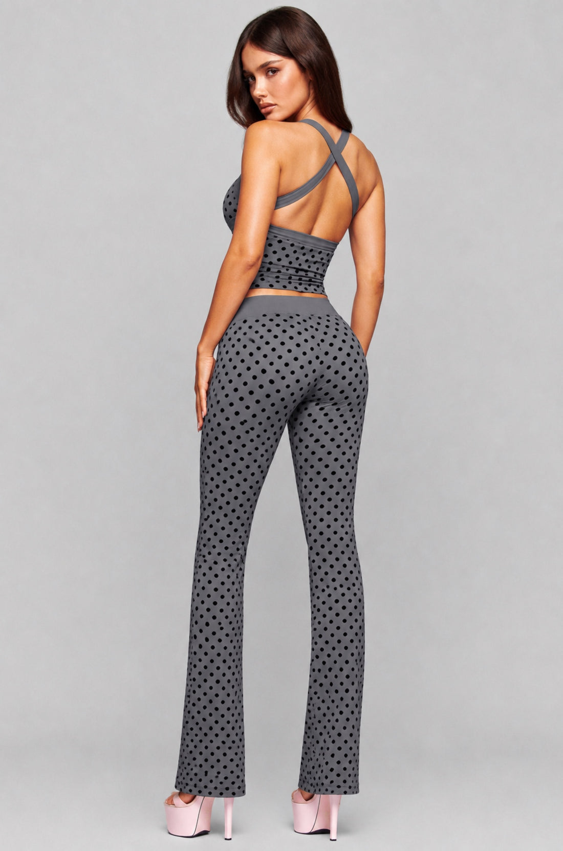 Polka Dot Tank Top & Flare Pants Set