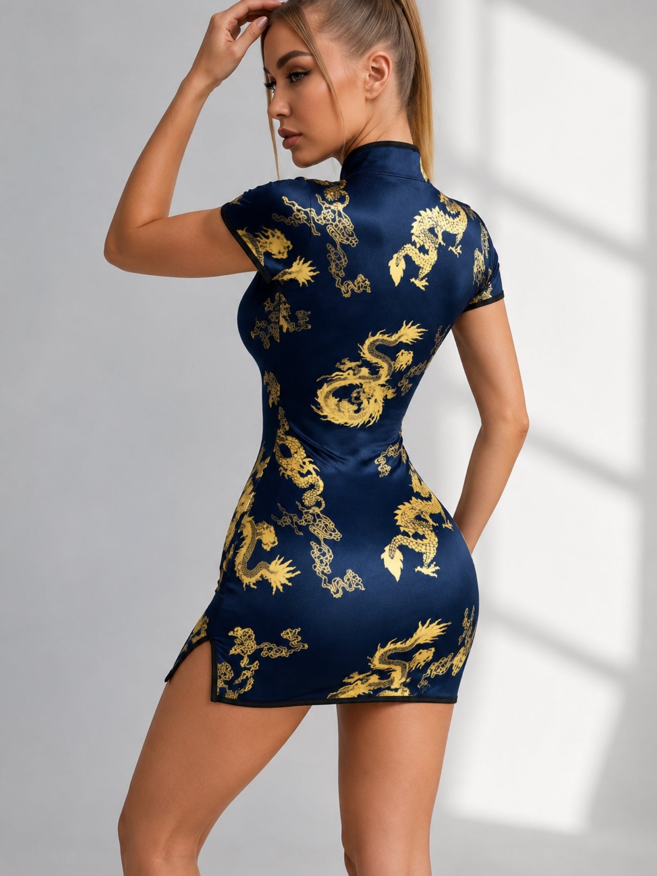 Dragon Print Cutout Bodycon Mini Dress