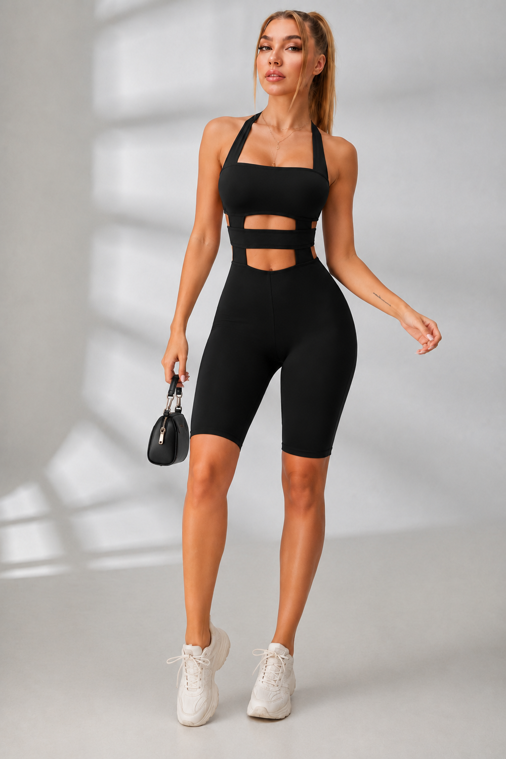 Halter Cutout Bodycon Romper