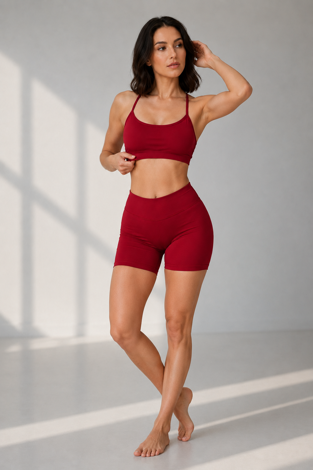 Seamless Cross Back Sports Bra & Scrunch Shorts Set