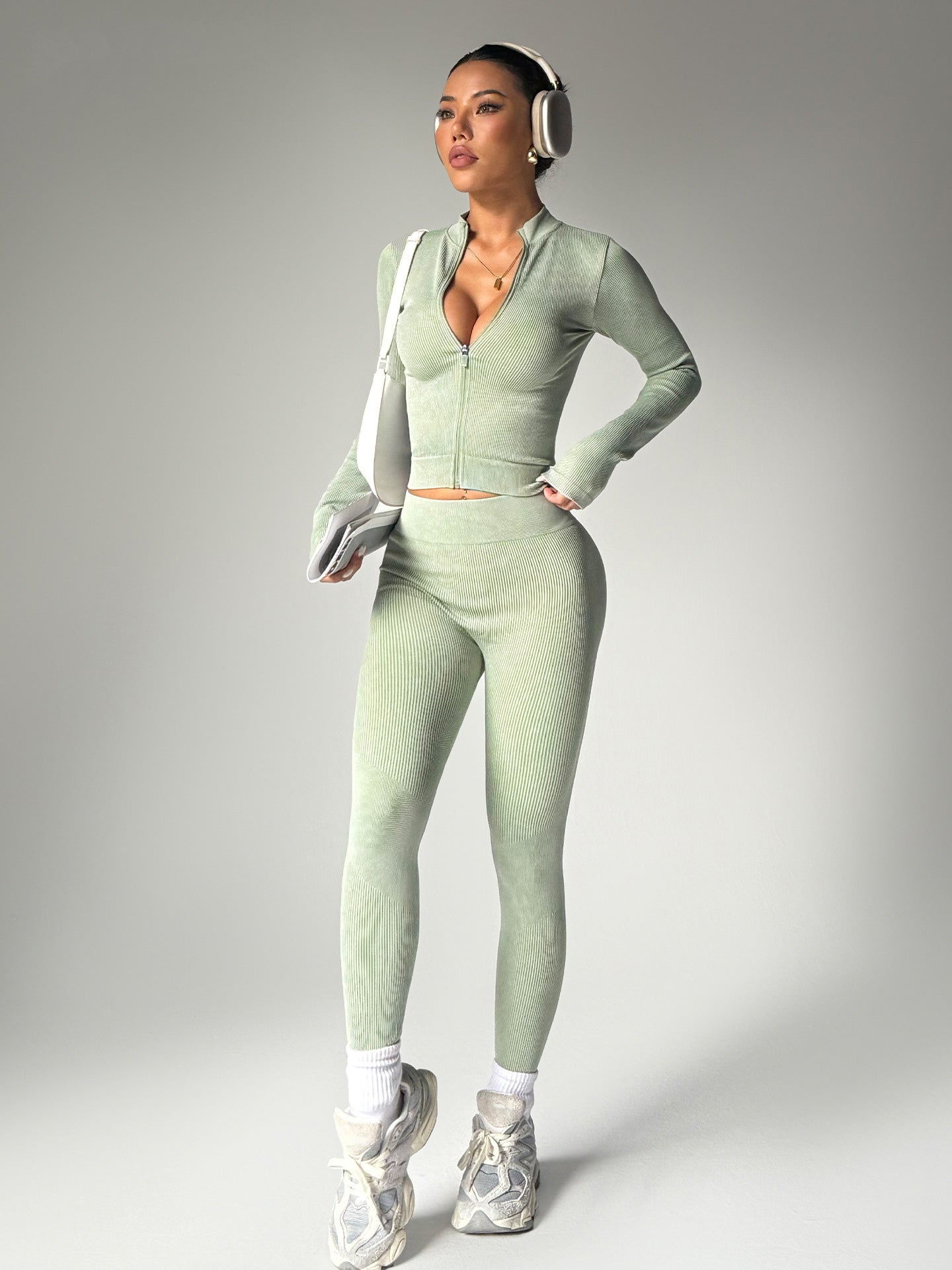 Lila Zen Matte Textured Sports Yoga Long-Sleeve Set