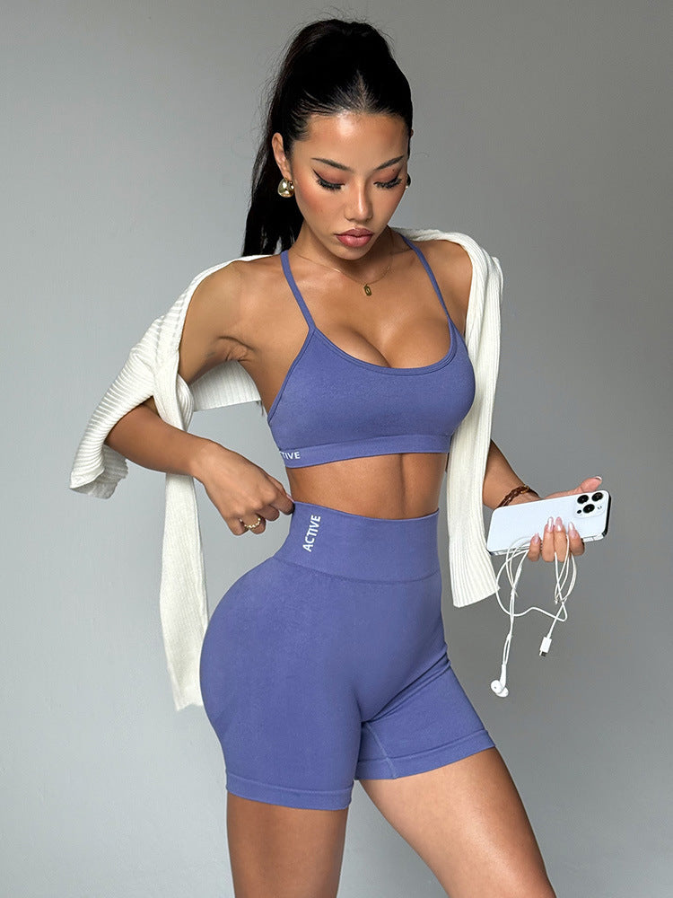 Lila Zen Breathable Backless Bra Yoga Set for Cycling and Fitness Yoga