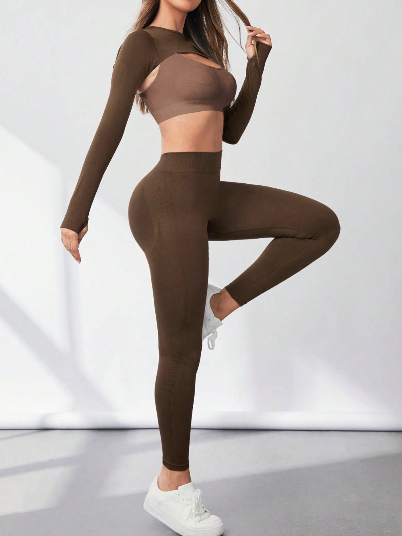 Lila Zen Personalized Shawl Long-Sleeved Slimming Yoga High-Waisted Fitness Pants Workout Set