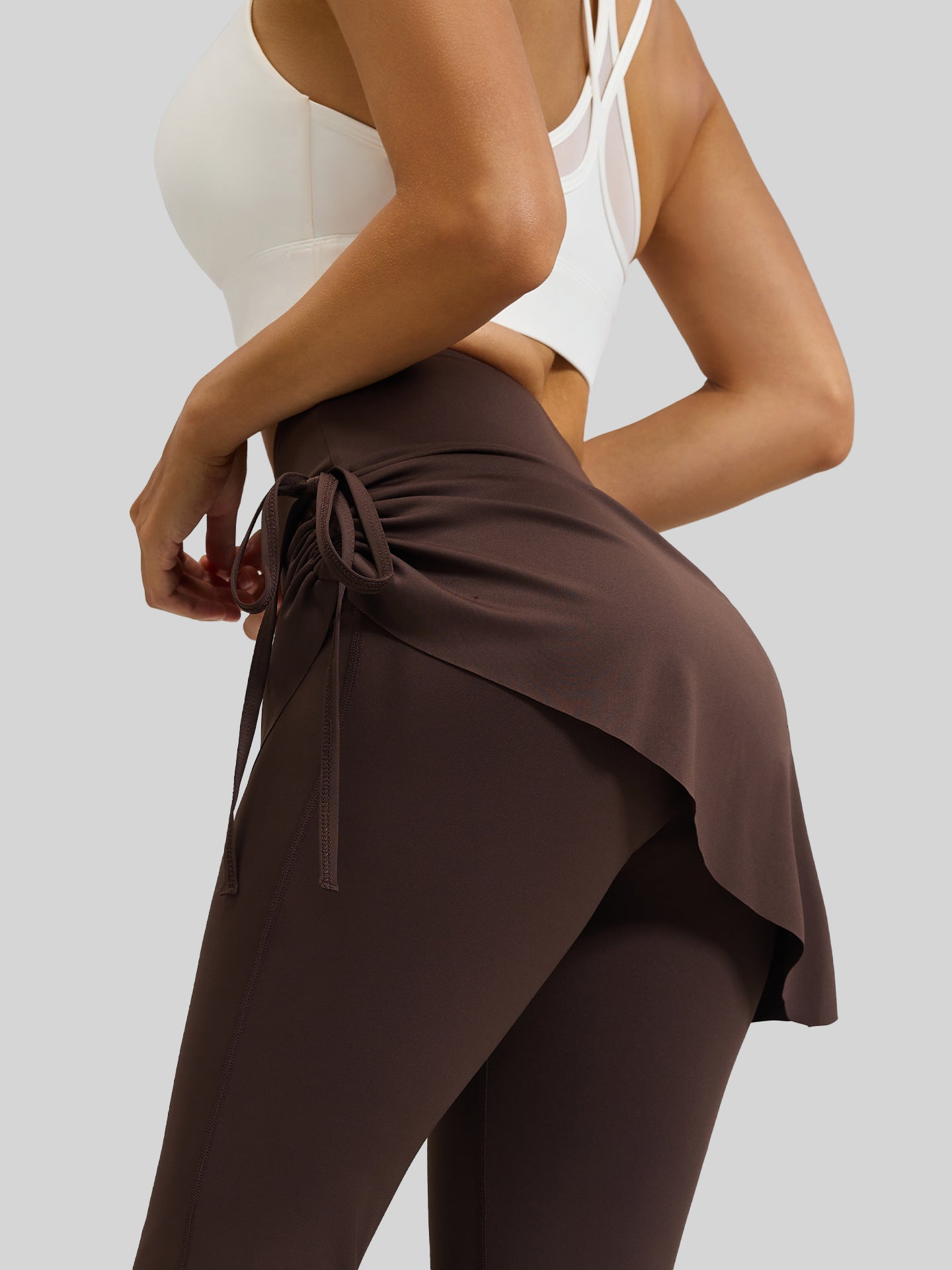Lila Zen Women's Irregular Drawstring Pleated Yoga Skirt Pants