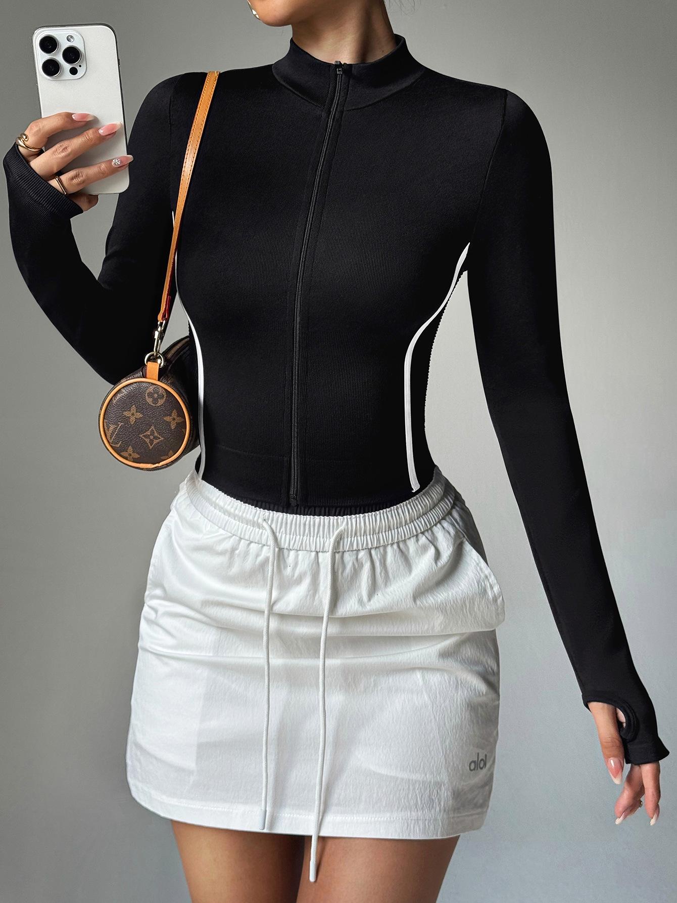 Lila Zen Full Zipper Side Waist Mesh Cutout Breathable Slim Fit Shaping Sports Outdoor Long Sleeve Yoga Wear for Women