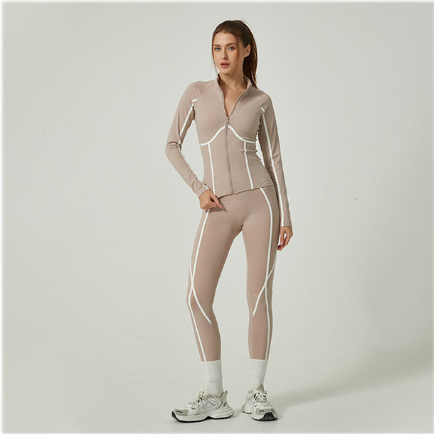 Lila Zen Casual Sporty Color-Blocked High-End Jacket Long-Sleeve Pants Yoga Suit