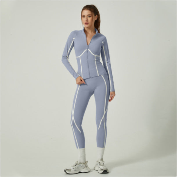 Lila Zen Casual Sporty Color-Blocked High-End Jacket Long-Sleeve Pants Yoga Suit