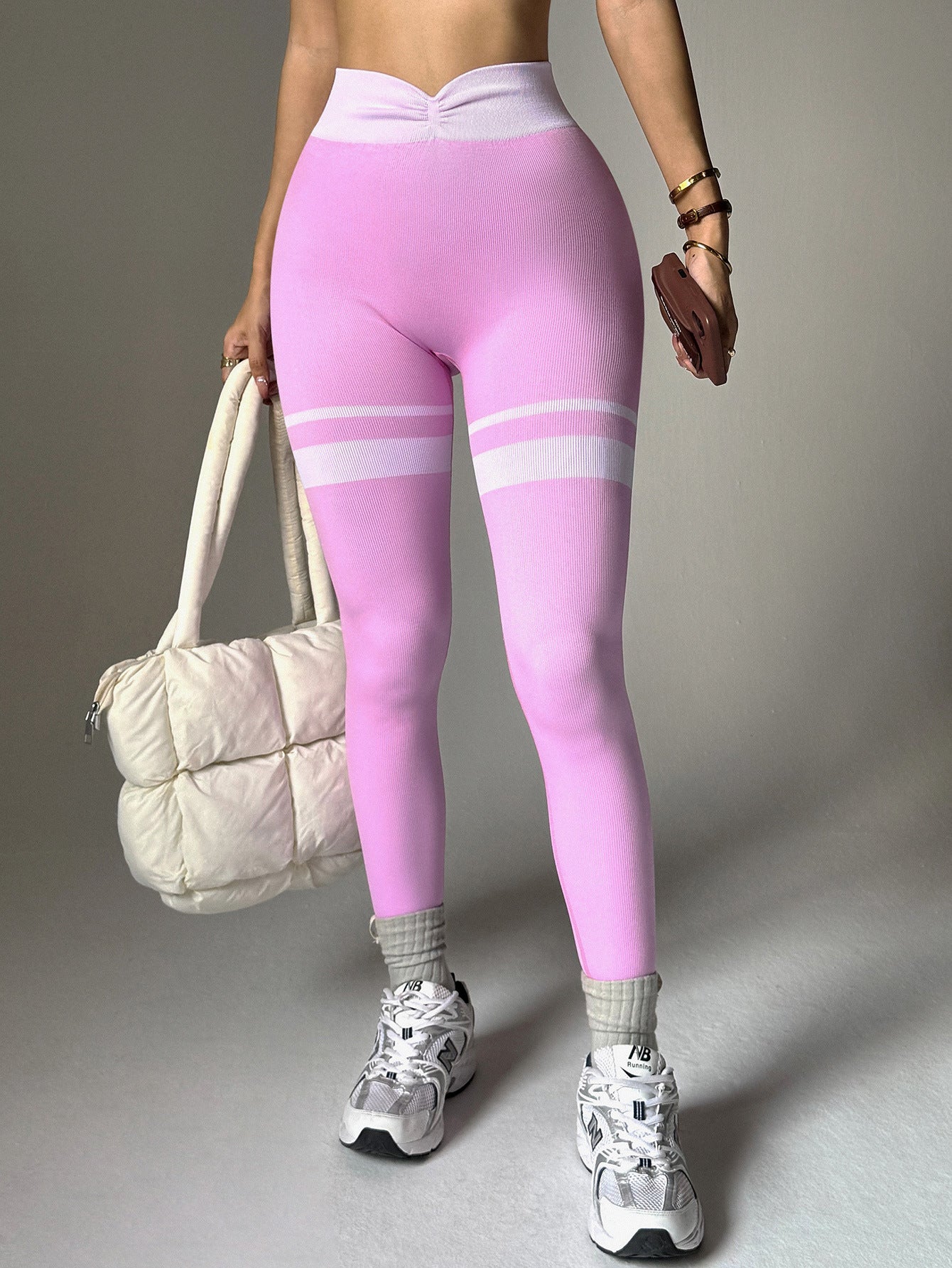 Lila Zen High-Waisted Striped Fitness Running Yoga Pants