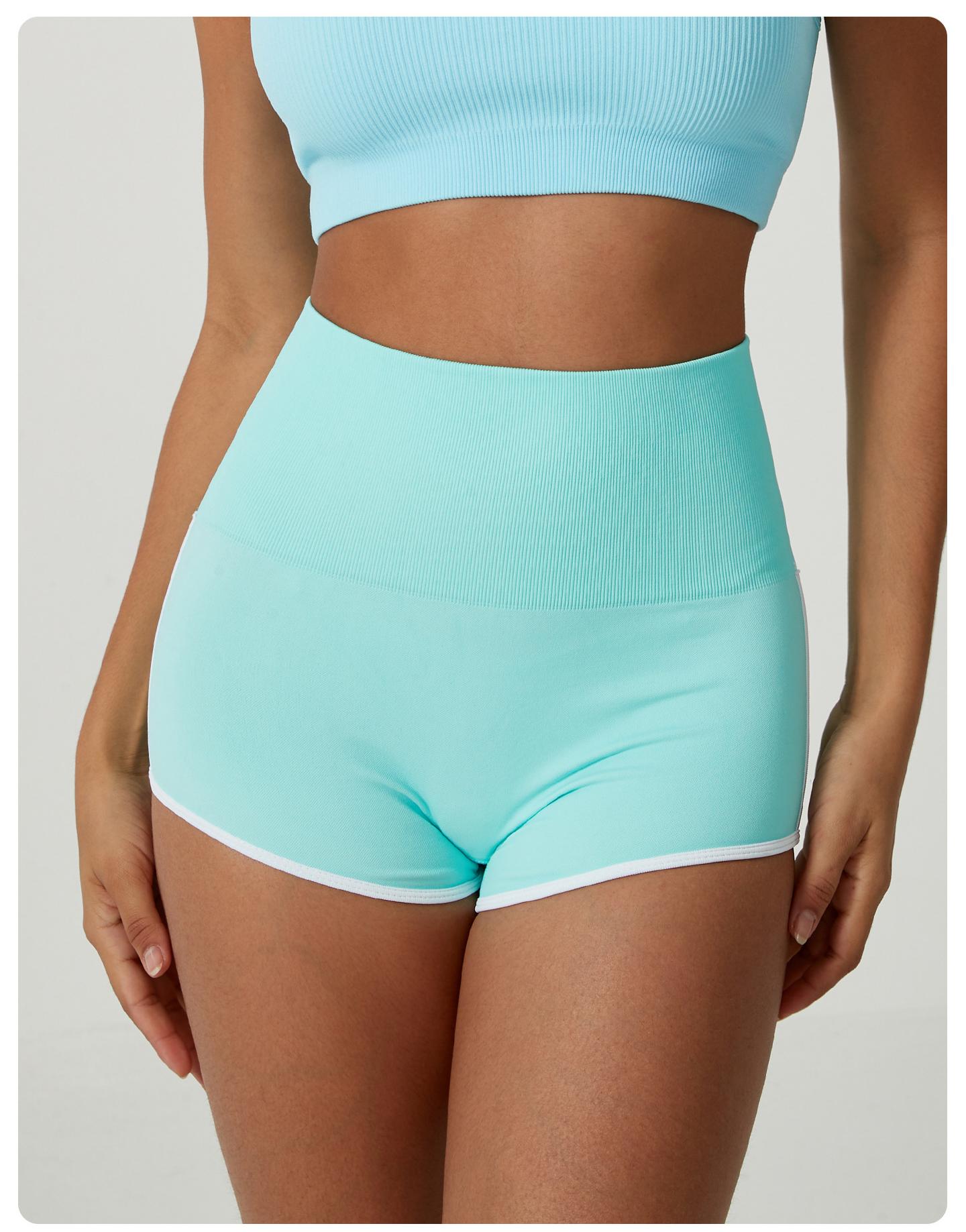Lila Zen Seamless High-Waisted Color-Blocked Sexy Hip-Lifting Yoga Shorts