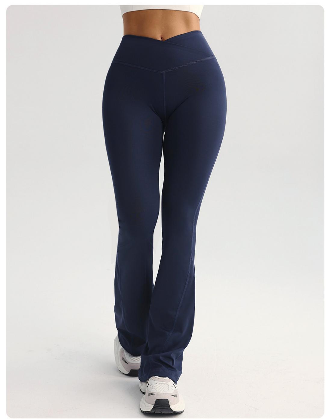 Lila Zen Women's High-Waisted Crossover Belt Sports Yoga Flare Pants