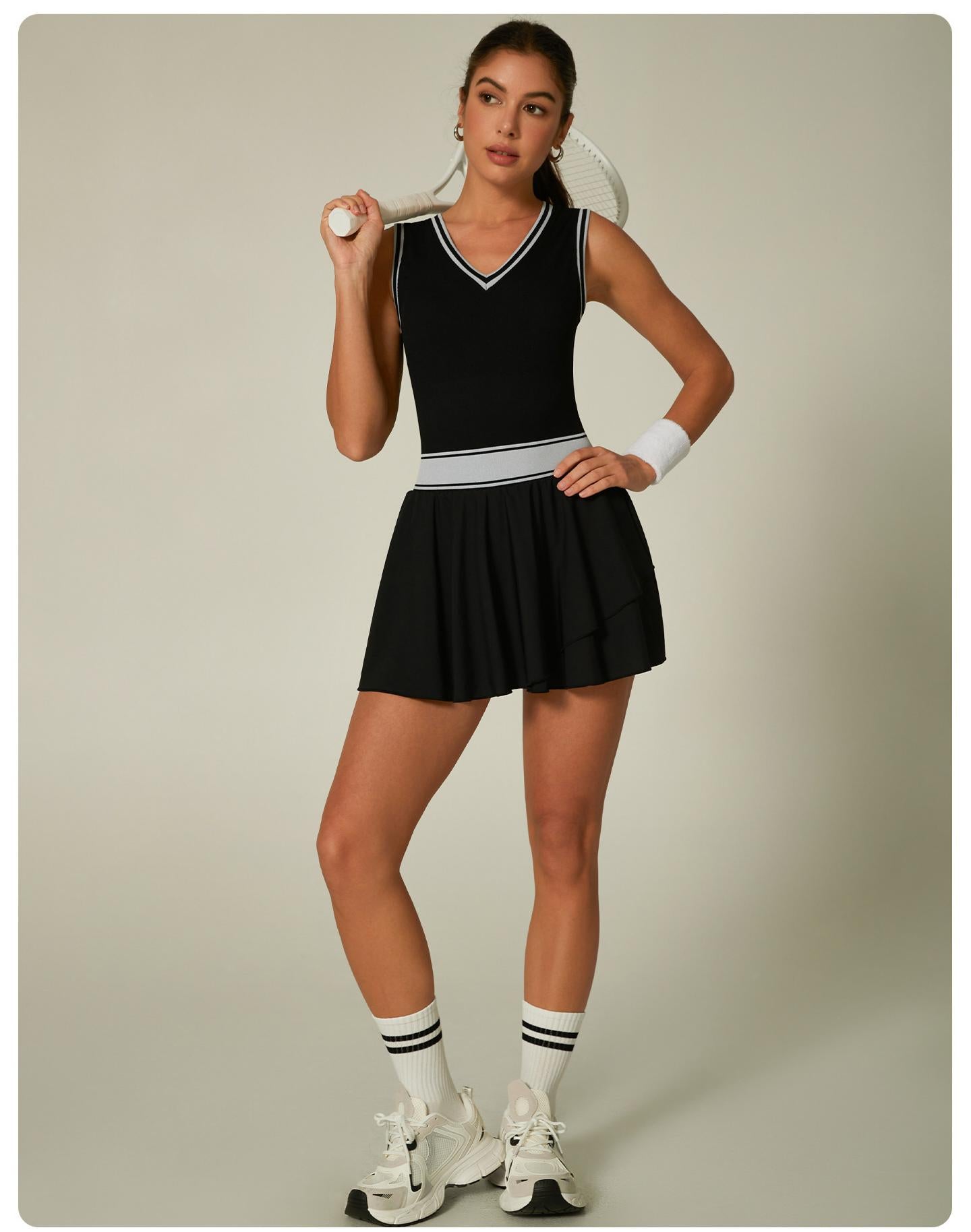 Lila Zen Color-blocked Jumpsuit with Ruffles - Tennis Skirt