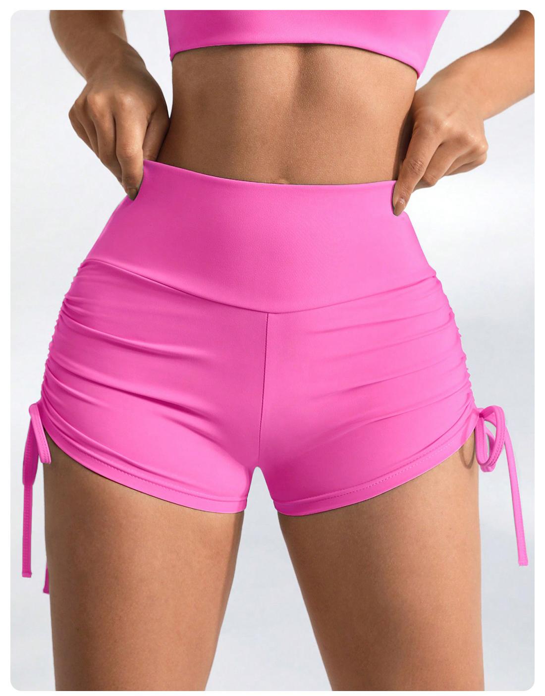 Lila Zen Women's High-Waisted Seamless Side Drawstring Yoga Shorts