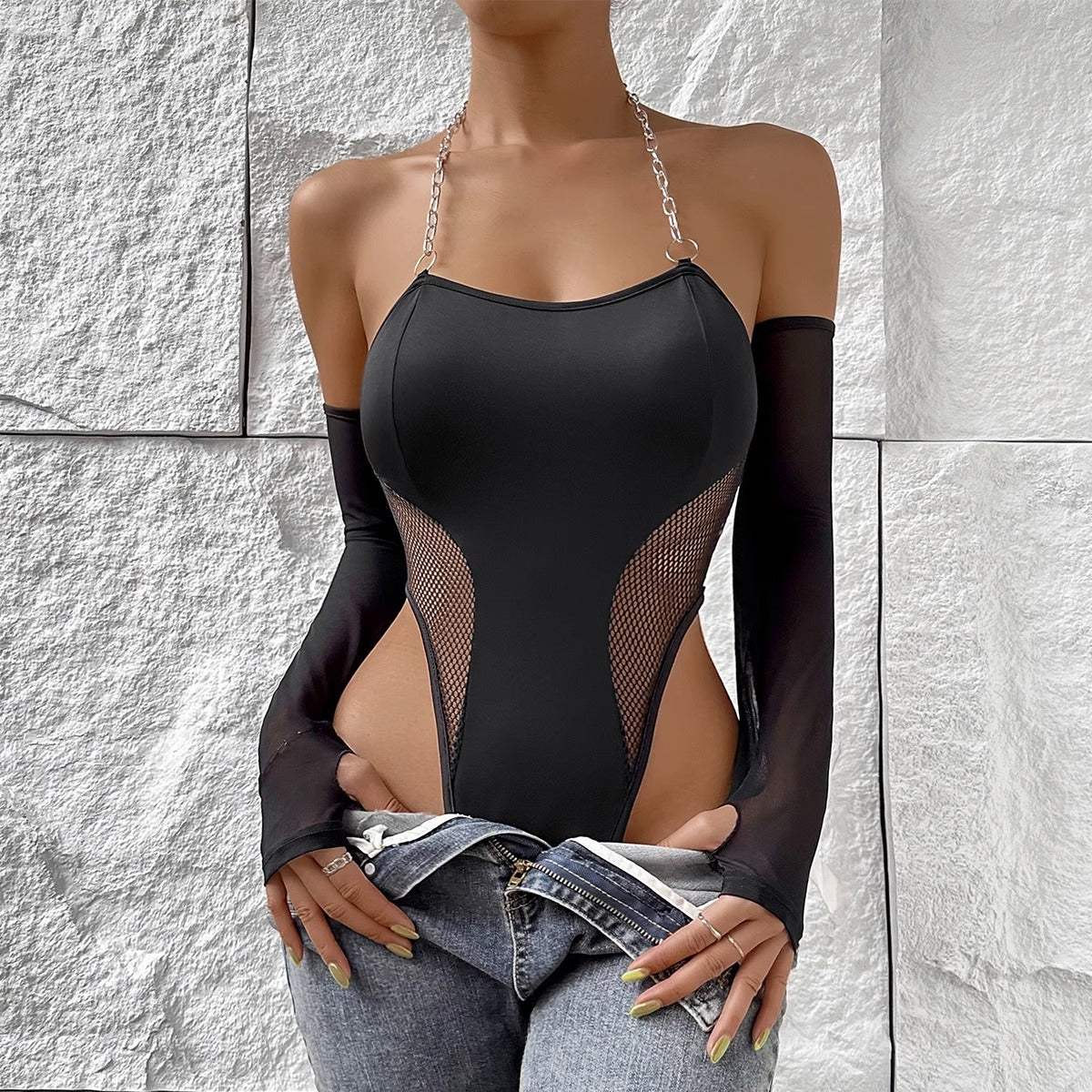 Lila Zen Sexy Women's Suspender Hollow-Out Bodysuit Lingerie Game Costume