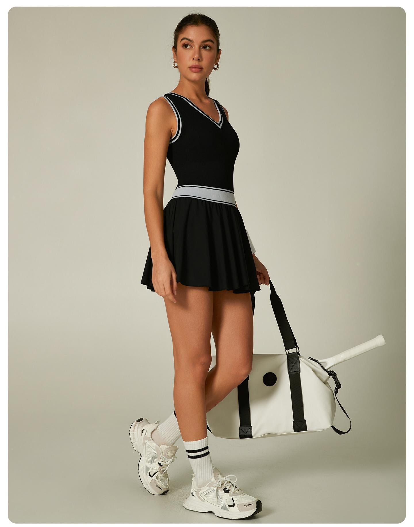 Lila Zen Color-blocked Jumpsuit with Ruffles - Tennis Skirt