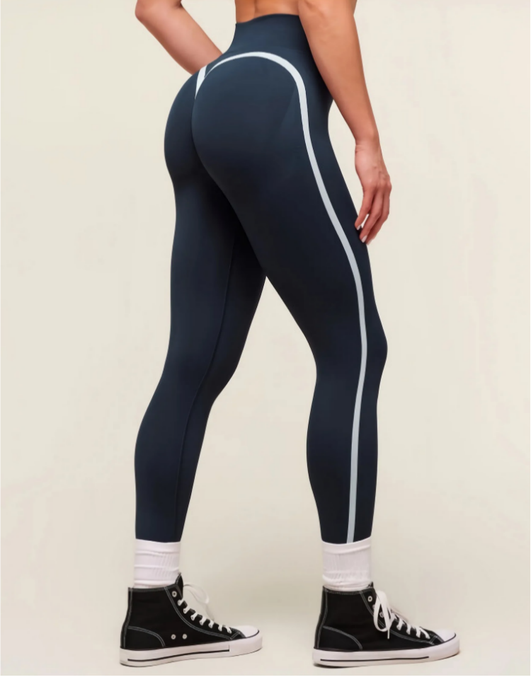 Lila Zen High-Waisted Hip-Lifting Color-Blocked Sports Yoga Pants Shark Pants