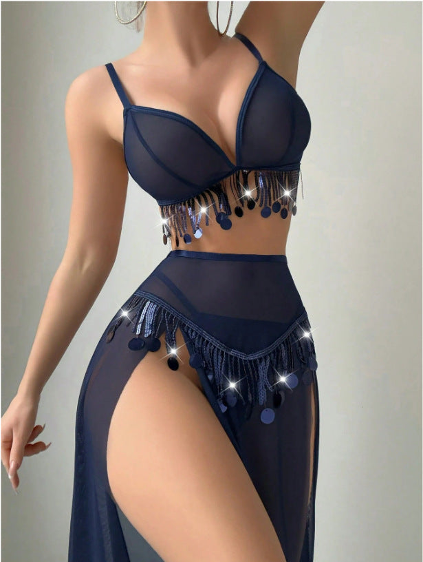 Lila Zen Exotic Belly Dance Accessories Tassel Game Costume Lingerie Set BDSM