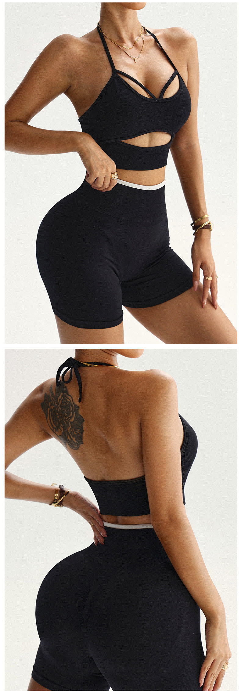 Hollow-out halter neck bra with beautiful back