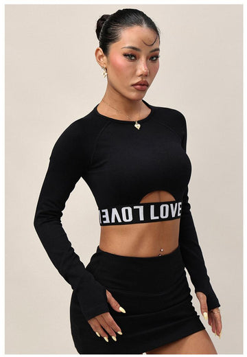 Lila Zen T Lila Zen Stretch Letter Fitness Yoga Long-Sleeve Top/T-Shirt
