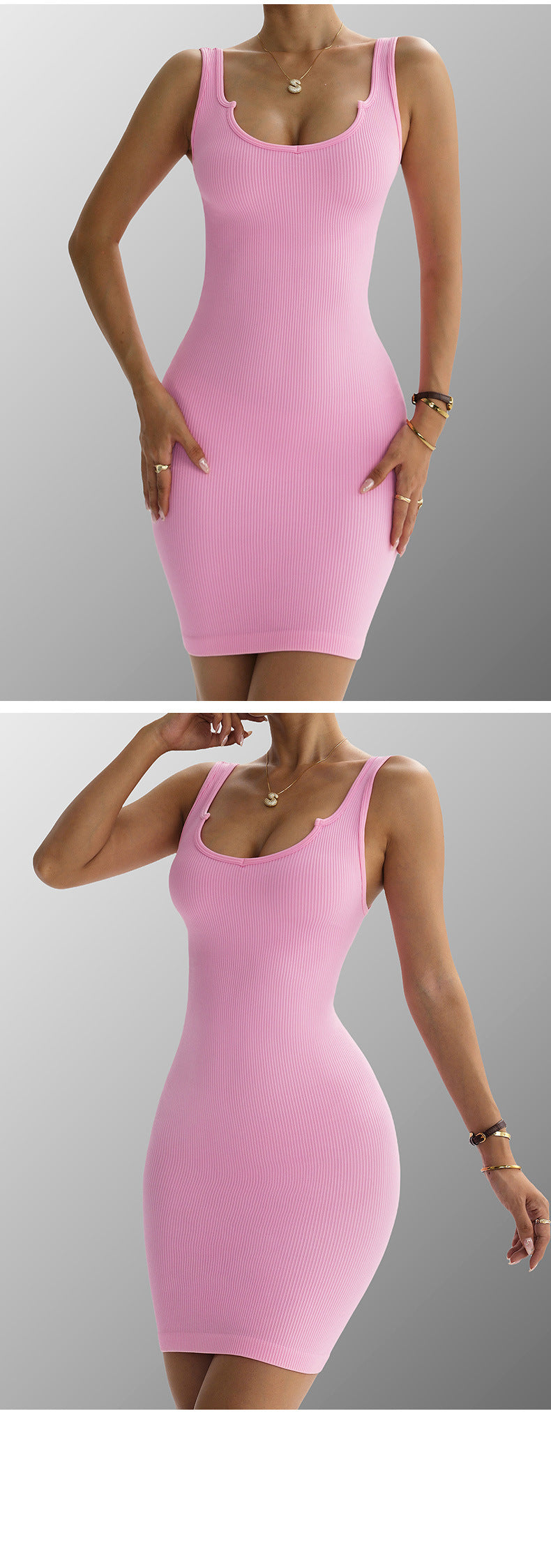 Lila Zen Hot Selling Sexy U-Neck Sleeveless Slim-Fit Yoga Dress