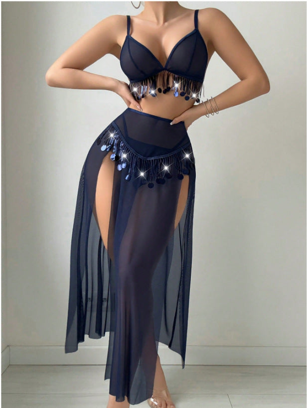 Lila Zen Exotic Belly Dance Accessories Tassel Game Costume Lingerie Set BDSM