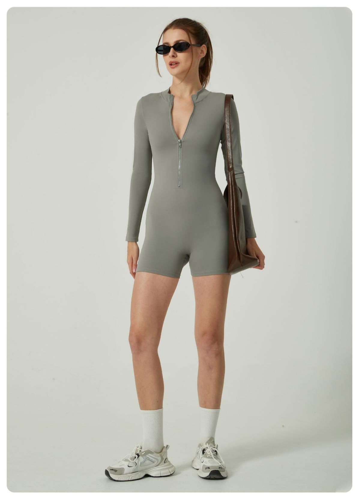 Lila Zen Zip-Front Long Sleeve Unitard