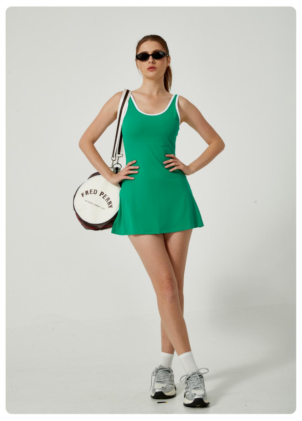 Lila Zen Color-Blocked Fashionable Anti-Exposure Sports Tennis Dress