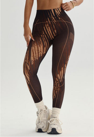 Lila Zen Printed Hollow-Out High-Waisted Yoga Pants