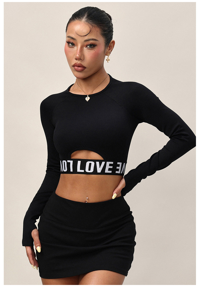 Lila Zen T Lila Zen Stretch Letter Fitness Yoga Long-Sleeve Top/T-Shirt