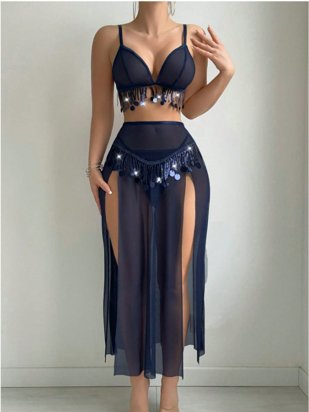 Lila Zen Exotic Belly Dance Accessories Tassel Game Costume Lingerie Set BDSM