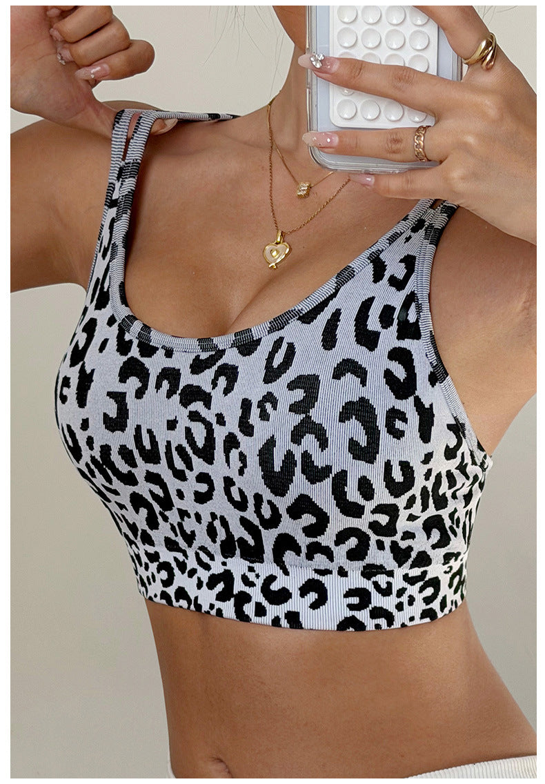 Lila Zen Leopard Print Backless Yoga Sports Bra
