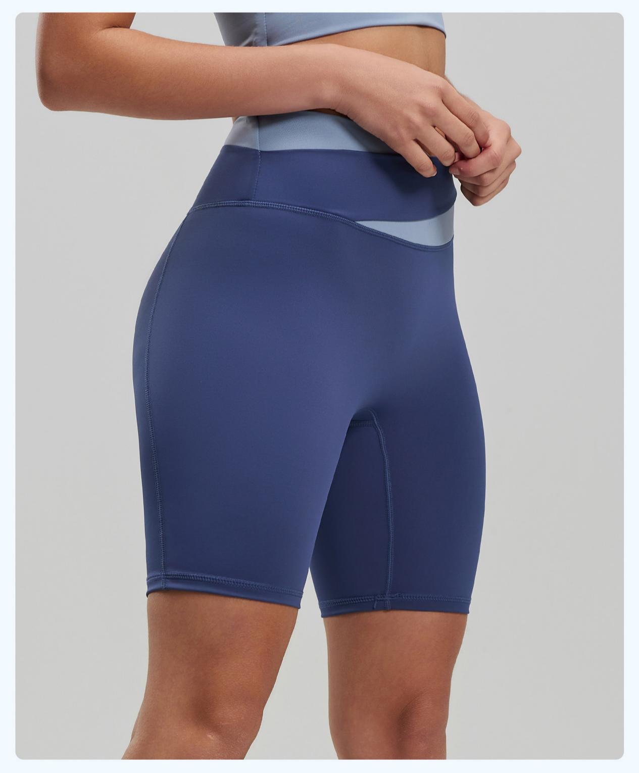 Lila Zen Color Block High-Elasticity Hip-Lifting and Shaping Yoga Shorts