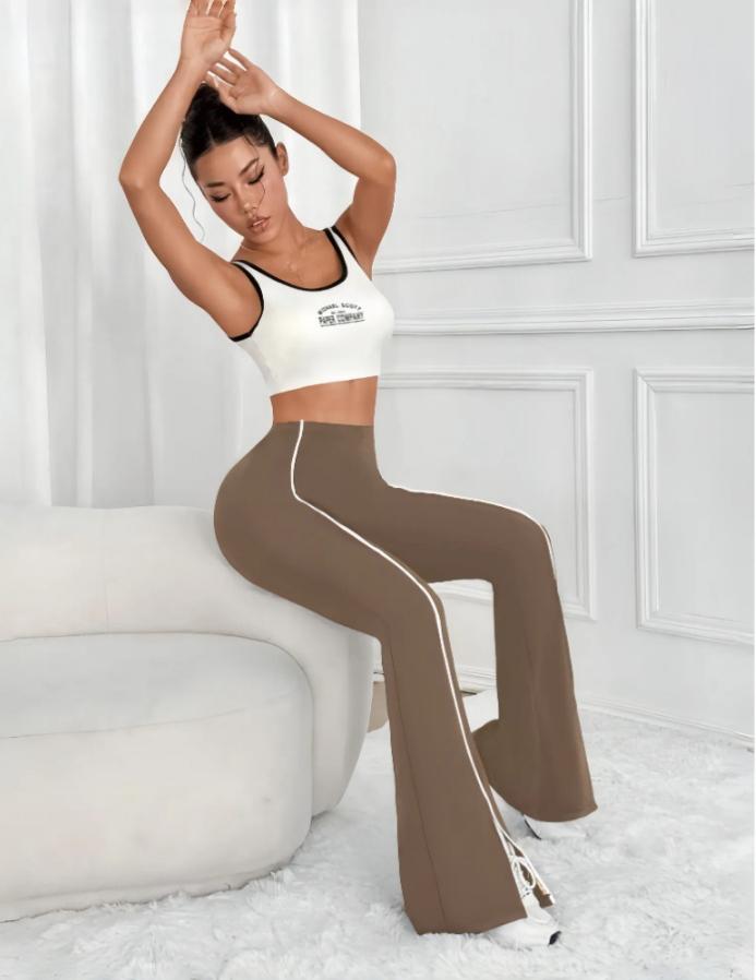 Lila Zen Women's High-Elastic Yoga Flare Slit Casual Sports Yoga Pants
