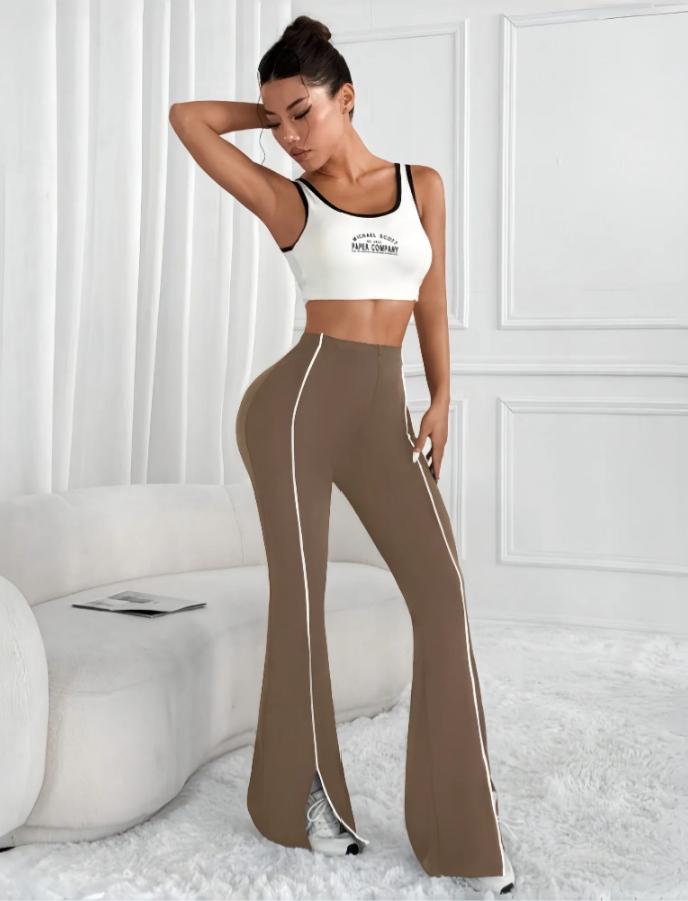 Lila Zen Women's High-Elastic Yoga Flare Slit Casual Sports Yoga Pants