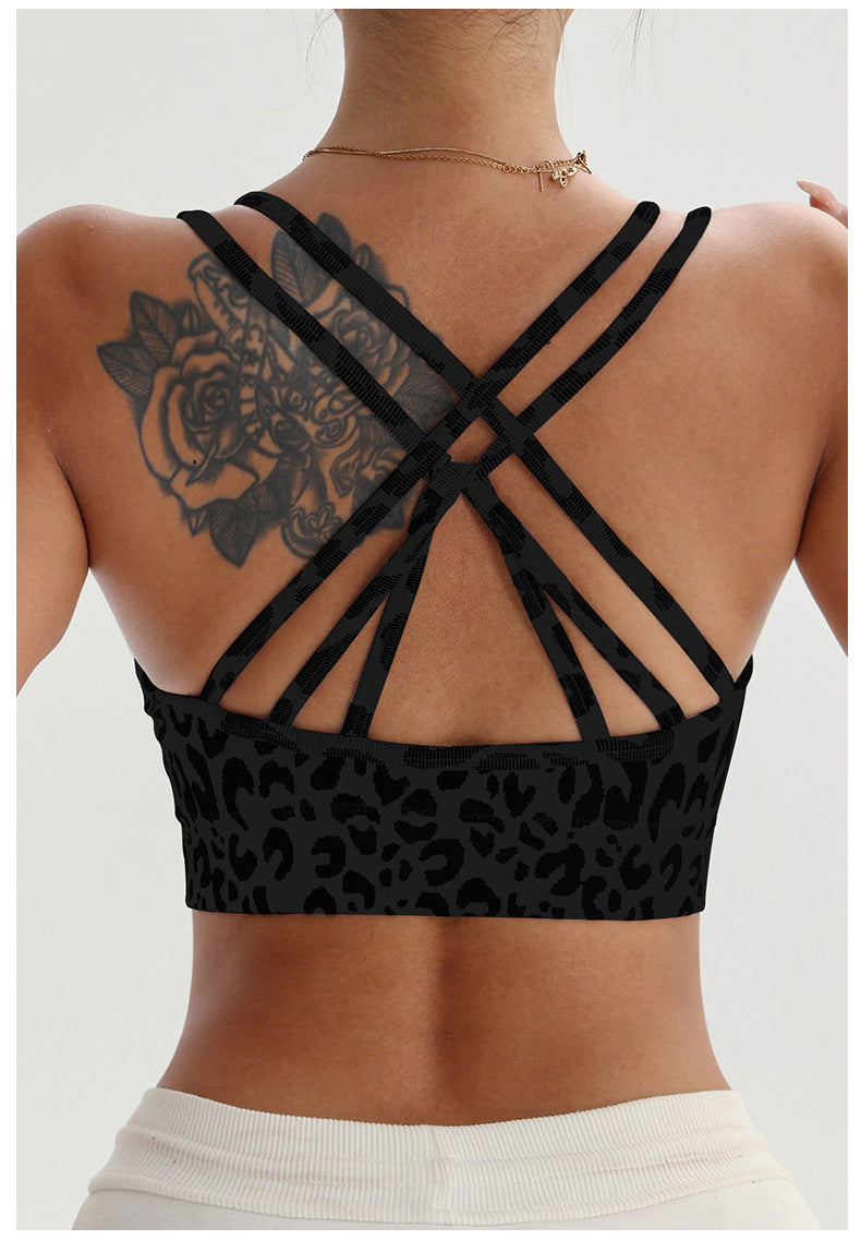 Lila Zen Leopard Print Backless Yoga Sports Bra