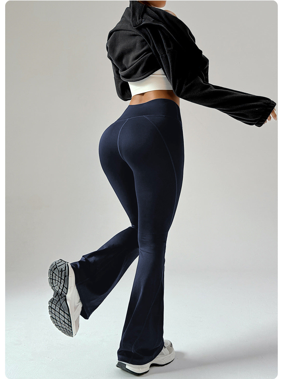 Lila Zen Women's High-Waisted Crossover Belt Sports Yoga Flare Pants
